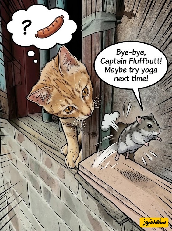 لحظات خنده دار گرفتن موش توسط گربه🤣 / ناکام ماندن عملیات صید موش (ویدئو)