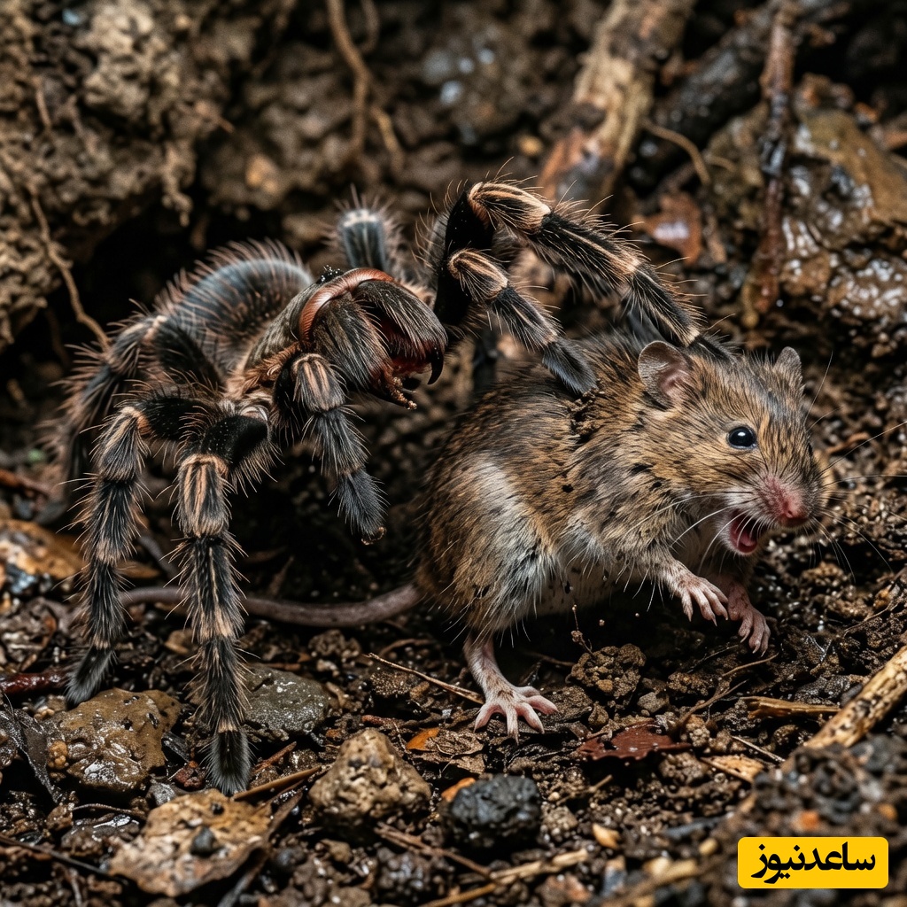 ویدئوی حیات وحش روز؛ شکار نفس‌گیر و بی‌رحمانه موش توسط رتیل قاتل