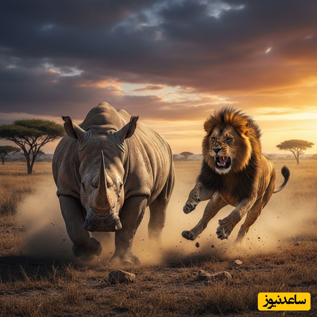 (ویدئو) مستند حیات‌وحش حیوانات؛ ماجرای امروز راز بقا: پایان تلخ غرور شیر نر؛ تقابل مرگبار با قلعه متحرک طبیعت، کرگدن