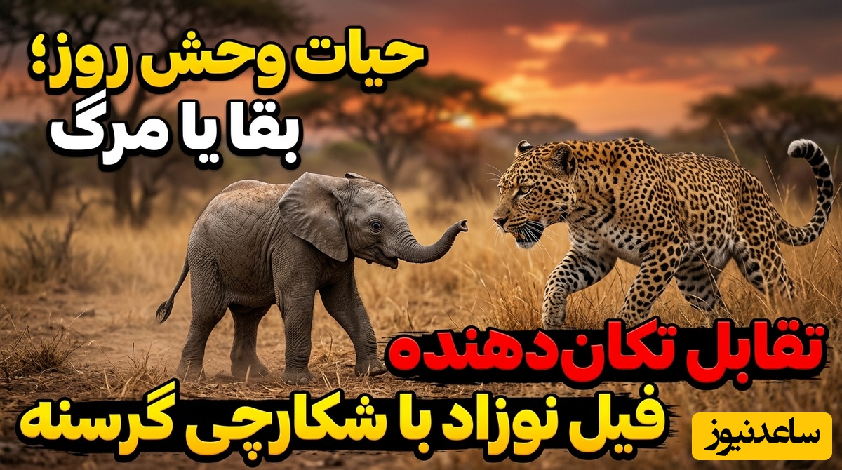 ویدئوی حیات وحش روز؛ بقا یا مرگ، تقابل تکان‌دهنده فیل نوزاد با شکارچی گرسنه