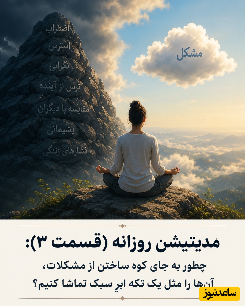 مدیتیشن روزانه (قسمت 3): چطور به جای کوه ساختن از مشکلات، آن‌ها را مثل یک تکه ابرِ سبک تماشا کنیم؟