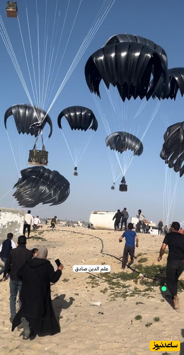 کودکان گرسنه غزه با دیدن این تصاویر خوشحال شدند؛ پرتاب کمک‌های انسان‌دوستانه توسط هواپیمای امارات و اردن+ویدیو