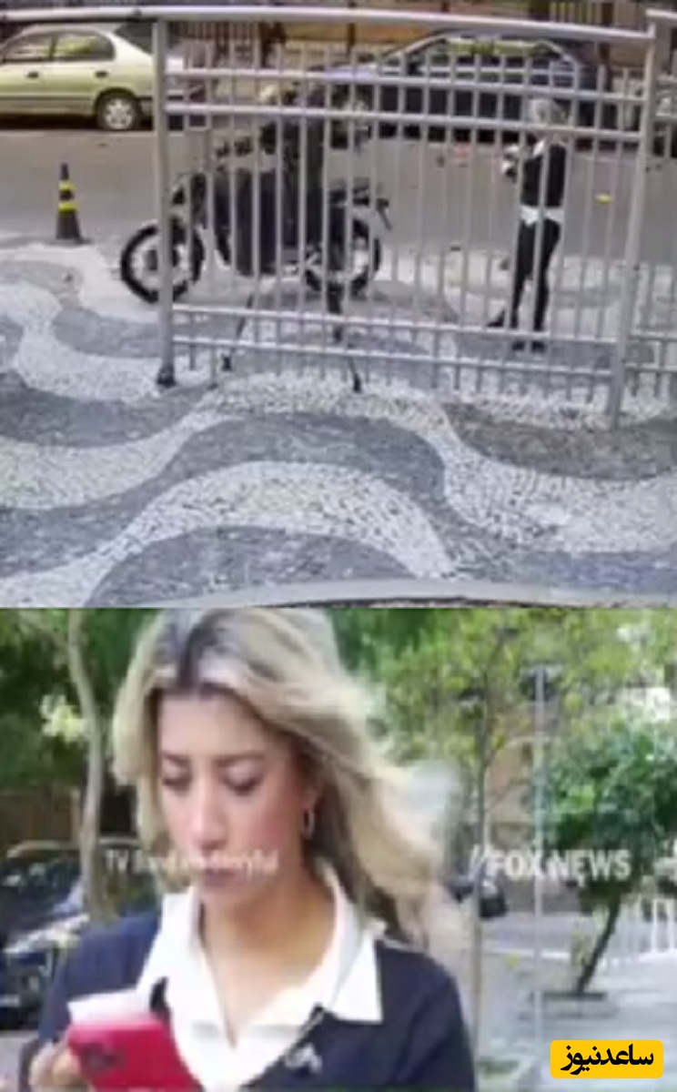 (فیلم) سرقت موبایل در مقابل دوربین آنتن زنده تلویزیون / چه شانسی آورد خانم خبرنگار!