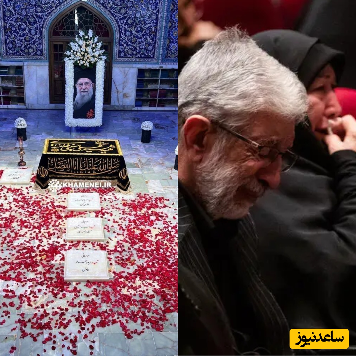 اشک‌های مادر و سکوت پدر؛ لحظه‌ای دردناک از حضور والدین شهیده زهرا حدادعادل در کنار مزارش در حرم امام رضا(ع)+عکس و فیلم
