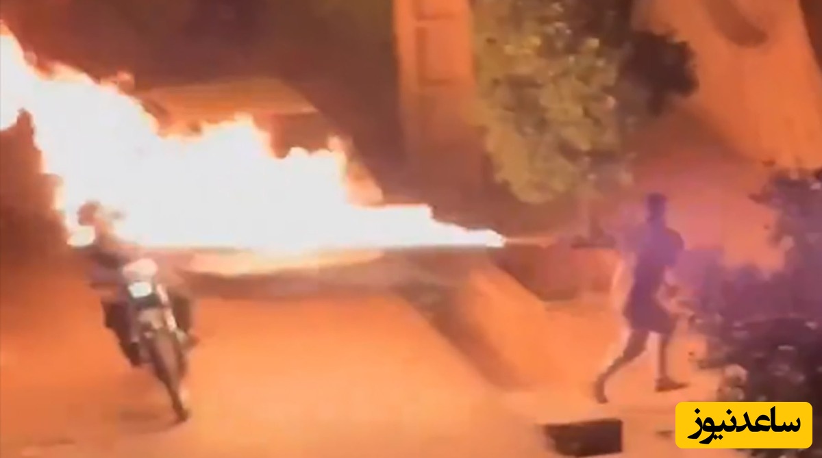 لحظات آتش زدن پلیس توسط اغتشاشاگران