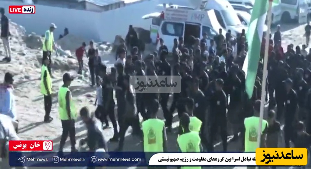 (ویدیو) کاروان نخست اسرای اسرائیلی با 6 تا 8 اسیر زنده