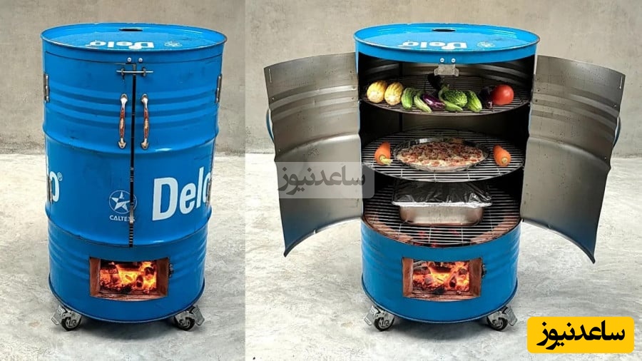 زنگ خلاقیت؛ ساخت اجاق هیزمی با بشکه قدیمی به شکل لاکچری+ ویدیو