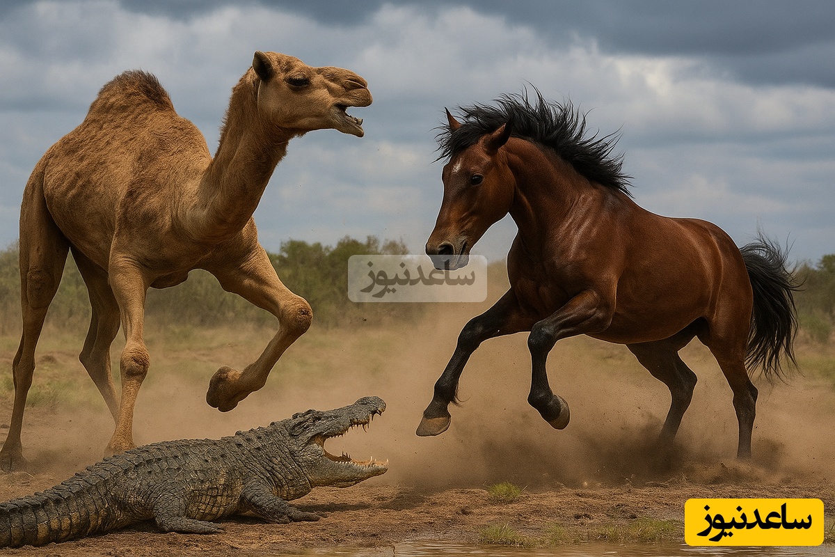 فیلم/ مستند حیات وحش حیوانات / نبرد هولناک شتر و اسب، تمساح و اسب