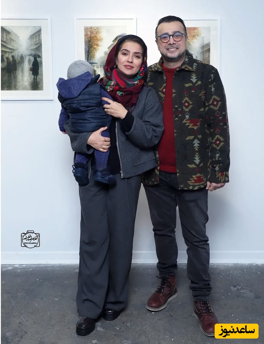 سپند امیرسلیمانی در کنار همسر و پسرش