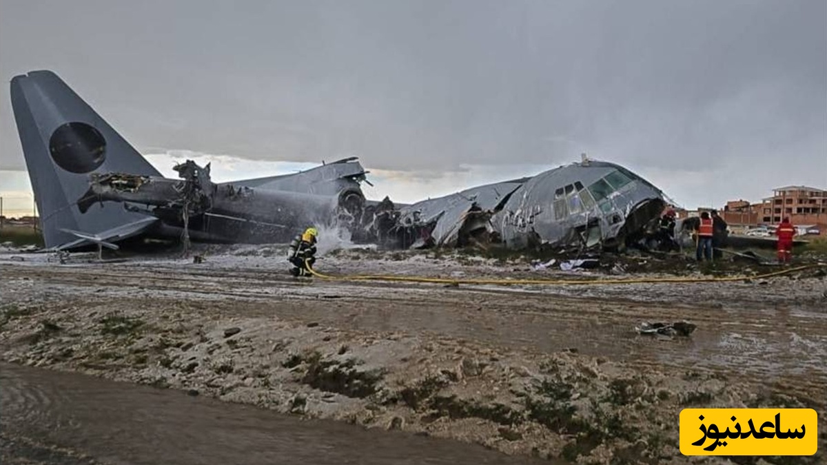صحنه هولناک سقوط یک هواپیمای نظامی پر از پول نقد با کشته و زخمی + ویدئو