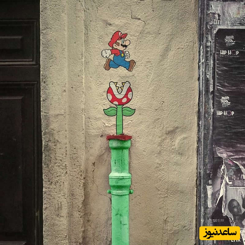 خلاقیت مشاغل؛ ابتکار بامزه هنرمند باسلیقه در بازسازی فضاهای رها شده شهری با ترسیم تصاویری از شخصیت‌های کارتونی+عکس/ محشره👌