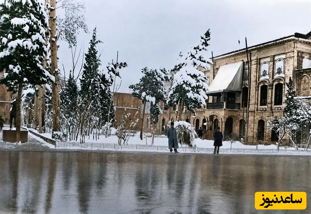 کاخ گلستان بعد از بارش برف در دوران حکومت مظفرالدین شاه