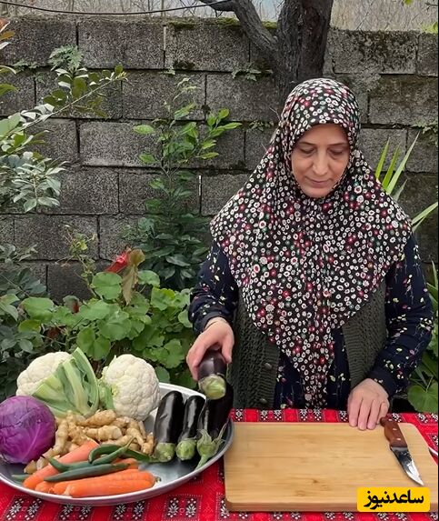 آموزش ترشی مخلوط به سبک روستایی در طبیعت سرسبز با هنر آشپزی بانوی ایرانی+فیلم /این ترشی خوردن داره😍