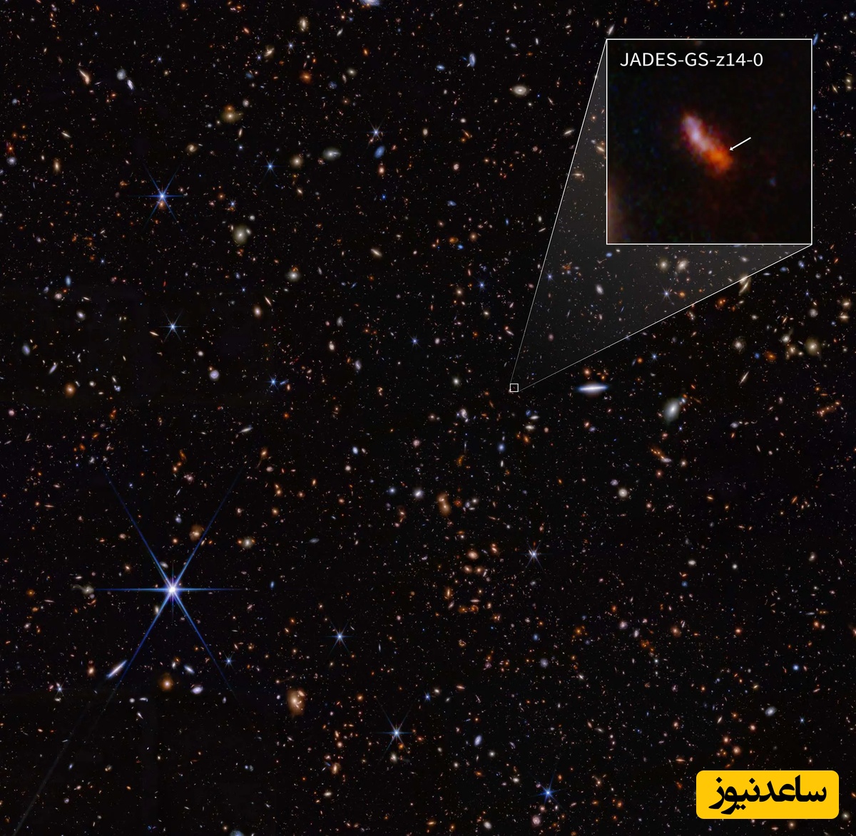 کهکشان ADES-GS-z14-0 در تصویر تلسکوپ فضایی جیمز وب