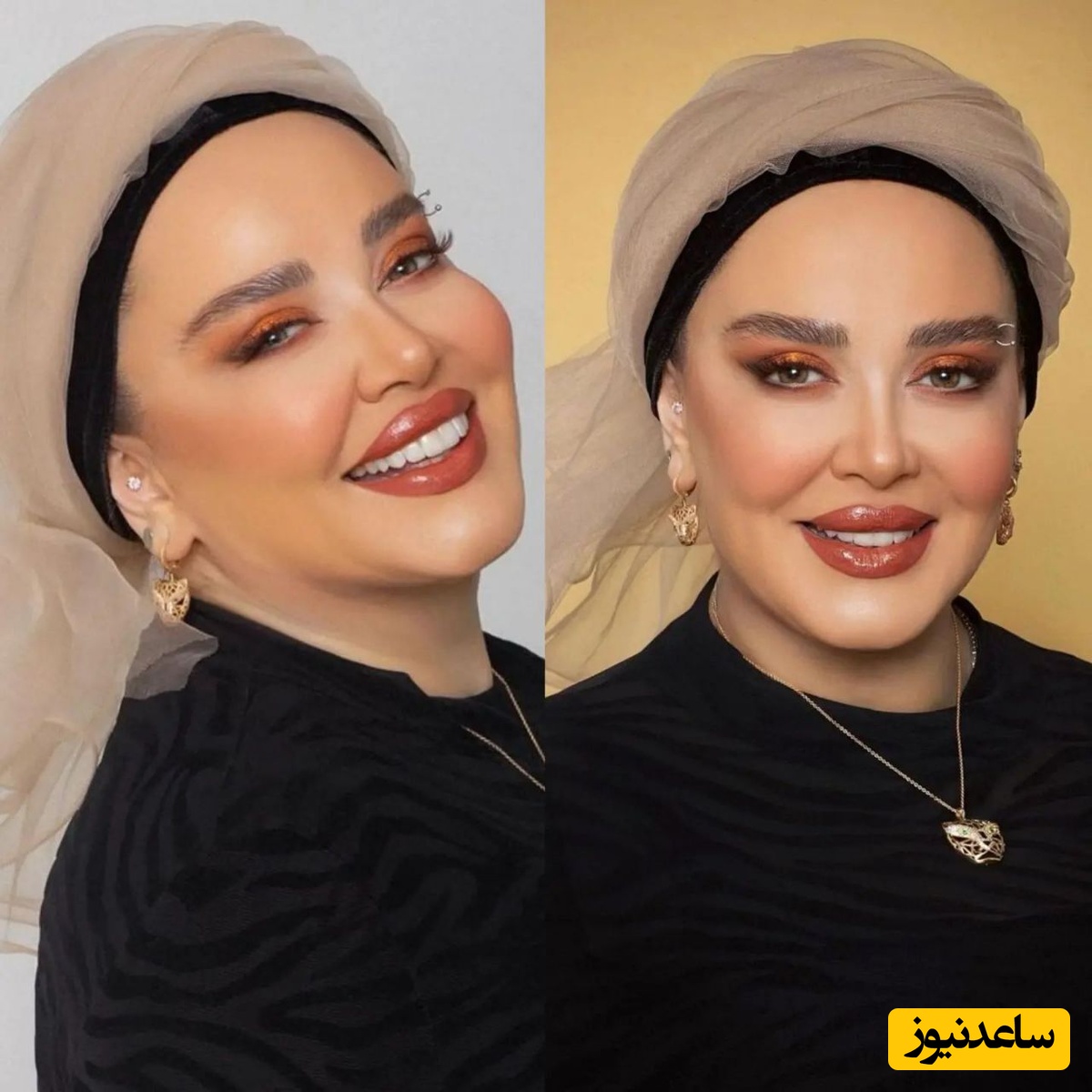 تضاد مانتوی کوتاه و شال شبرنگ بهاره رهنما با حجاب کاملش!