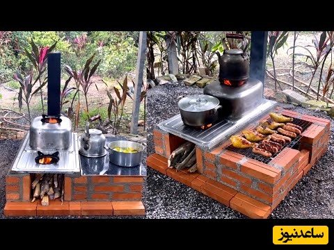 خلاقیت خیره‌کننده مرد خوش ذوق برای ساخت اجاق گاز چوبی با سینک ظرفشویی ویژه طبیعت دوستان / ایده ای خاص که رو دستش نیومده 😍+ ویدئو