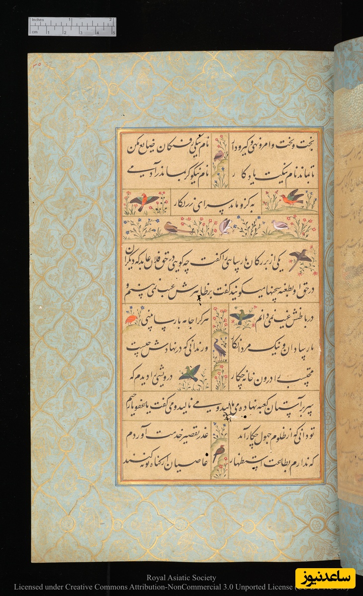 گلستان سعدی به خط محمدحسین کشمیری و نقاشی مانوهار داس نسخهٔ کتابخانهٔ دیجیتال دانشگاه کمبریج