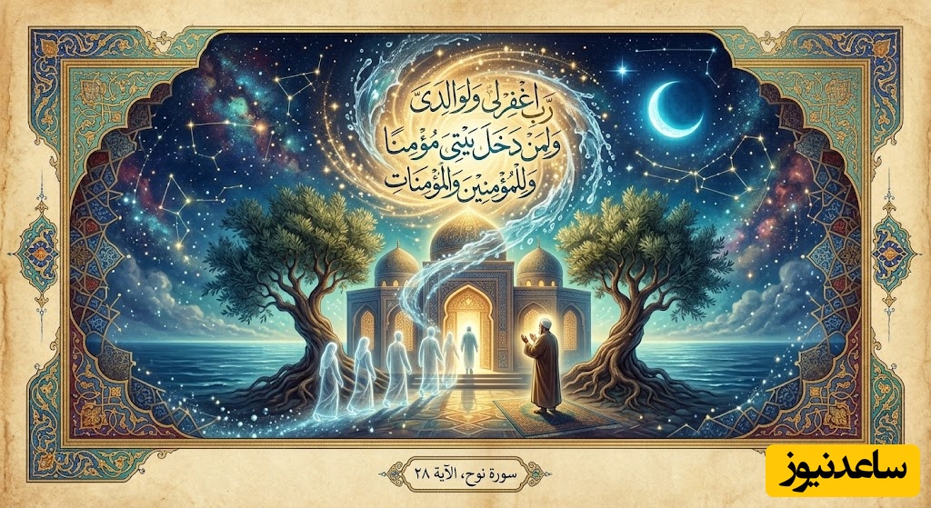 «رَّبِّ اغْفِرْ لِی وَلِوَالِدَیَّ وَلِمَن دَخَلَ بَیْتِیَ مُؤْمِنًا وَلِلْمُؤْمِنِینَ وَالْمُؤْمِنَاتِ»