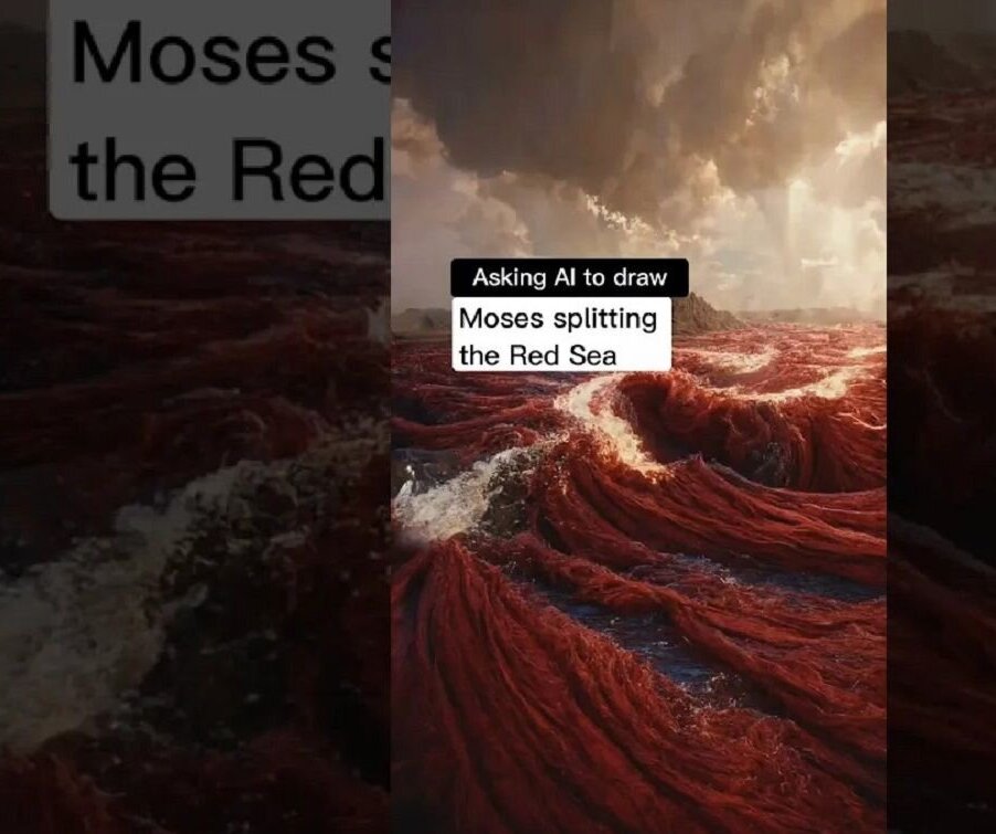 (ویدئو) لحظه شکافتن دریا توسط حضرت موسی (ع) از دید هوش مصنوعی