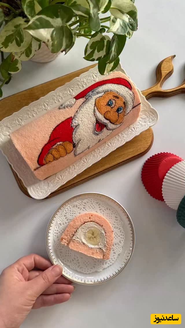 خلاقیت تحسین‌برانگیز اوستا قناد برای پخت رولت بابانوئل خاص و دلبر + ویدئو