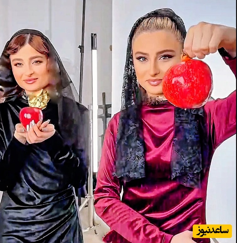 پشت صحنه چیتان پیتان آنچنانی سارا و نیکا فرقانی برای شب یلدا/ چشم نقی روشن