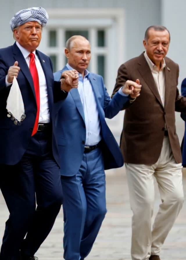 ویدیو دیده نشده از رقص کردی ترامپ، پوتین و اردوغان با خوانندگی زلنسکی / چه میکنه این ترامپ، قشنگ مجلس رو گرفته دستش🤣 + ویدئو