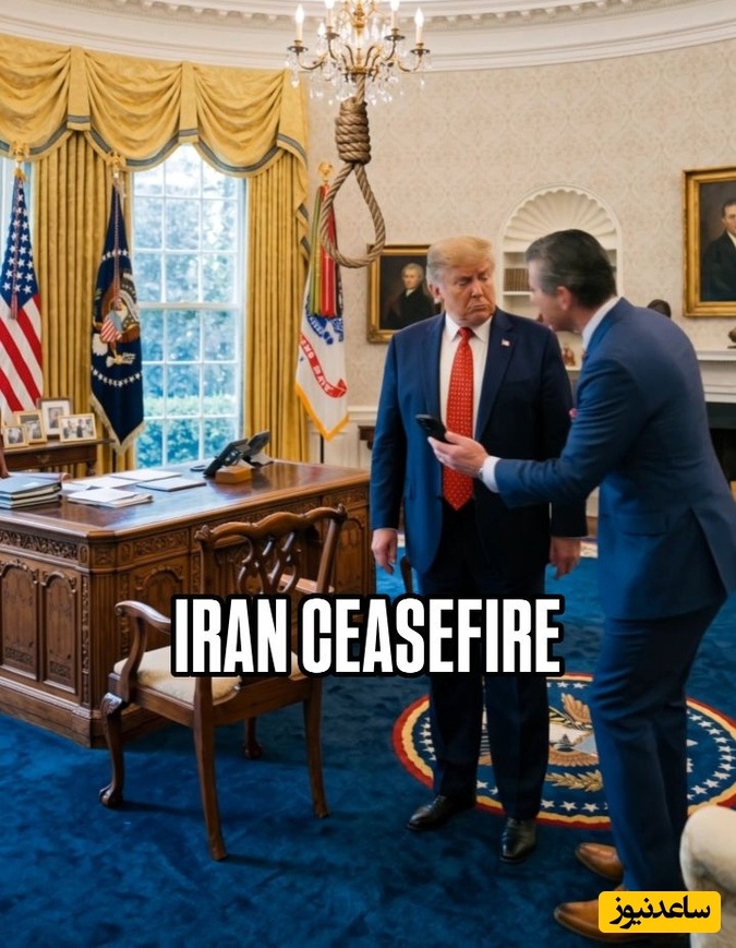 فیلم لو رفته از واکنش ترامپ بعد از قبولی آتش‌بس توسط ایران / آخر سر خودشو دار زد🤣