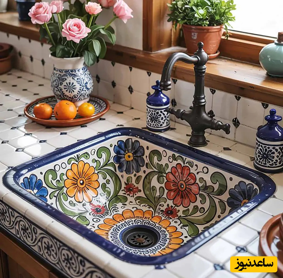 خلاقیت خیره‌کننده هنرمند برای ساخت سینک رومیزی منحصربفرد با کاشی کاری سنتی ایرانی؛ سنت و مدرن بودن رو چه خوب در یک قاب جمع کرده😍 / درسته که میگن هنر نزد ایرانیان است و بس + ویدئو