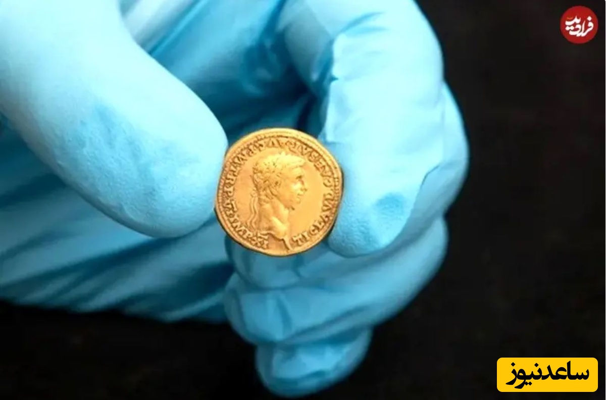 یک سکه طلای رومی از نوع آوری با تصویر امپراتور کلادیوس