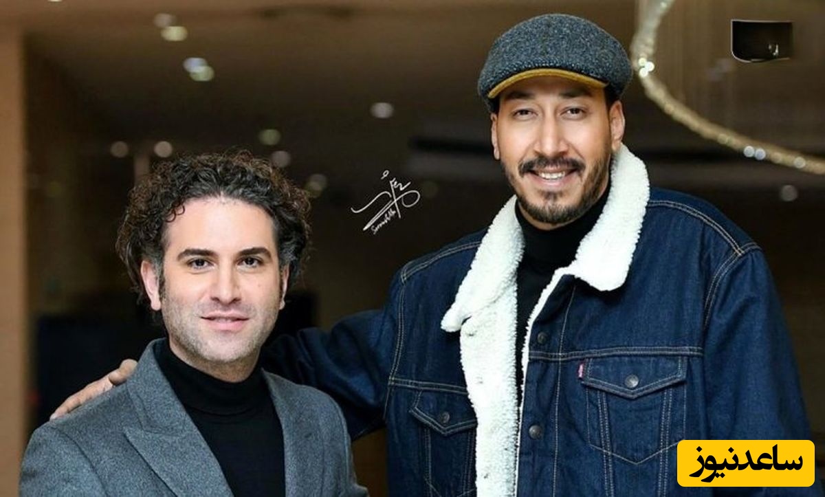 سلفی نوید محمدزاده و هوتن شکیبا در تولد بهرام افشاری / هوتن اینجا چقد شبیه بچه مهمونی شده؟