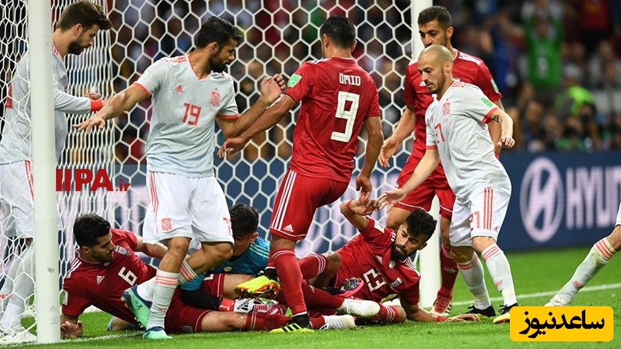 (ویدیو) دفاع جانانه ستاره های وطن پرست ایرانی مقابل اسپانیایی ها در جام جهانی/ غیرت ایرانی هرگز خاموش نمی‌شود!