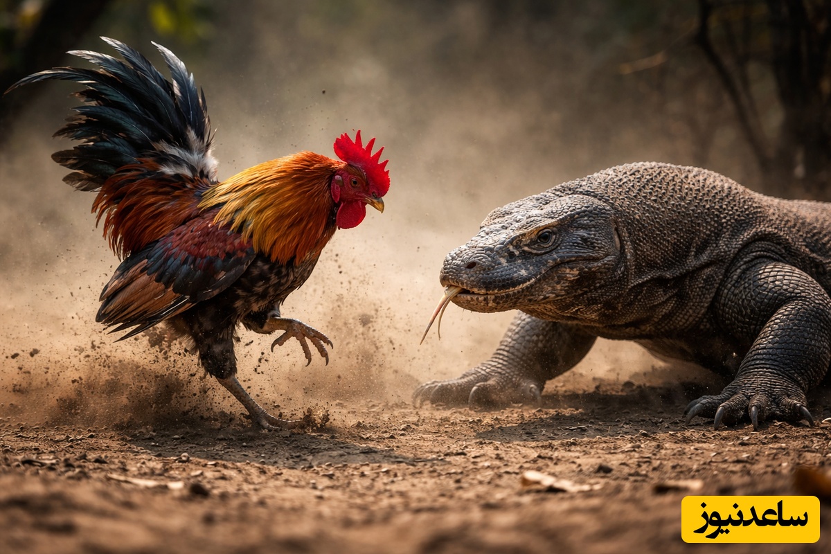 (ویدئو) مستند حیات وحش، راز بقا؛ نبرد وحشیانه اژدهای کومودو با خروس! وقتی جسارت حریف قدرت می شود