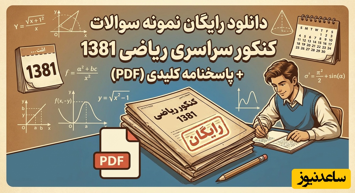 دانلود رایگان نمونه سوالات کنکور سراسری ریاضی 1381  + پاسخنامه کلیدی (PDF)