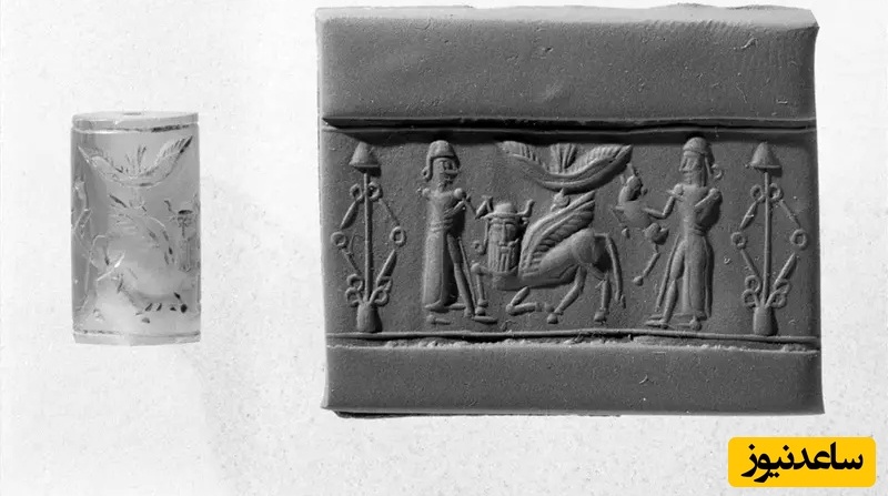 یک مهر استوانه‌ای از امپراتوری میتانی که اکنون در موزه متروپولیتن هنر در شهر نیویورک است