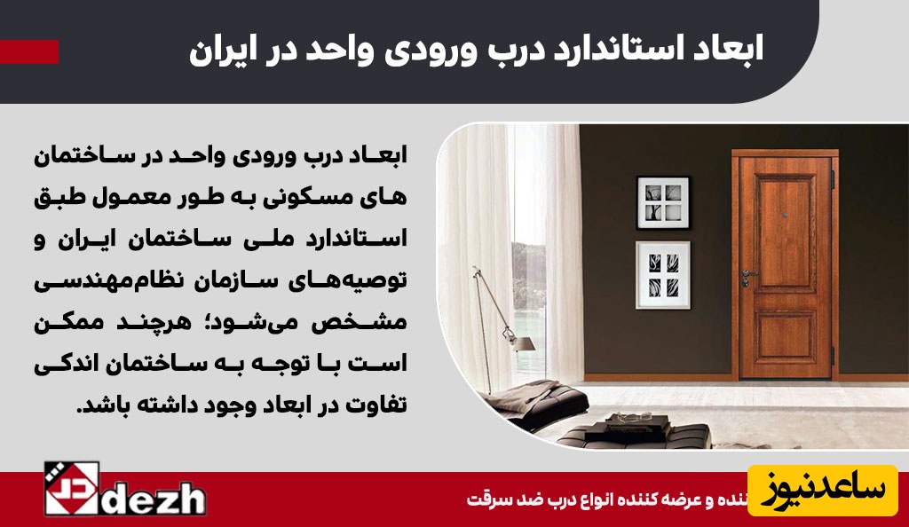 ابعاد استاندارد درب ورودی واحد در ایران