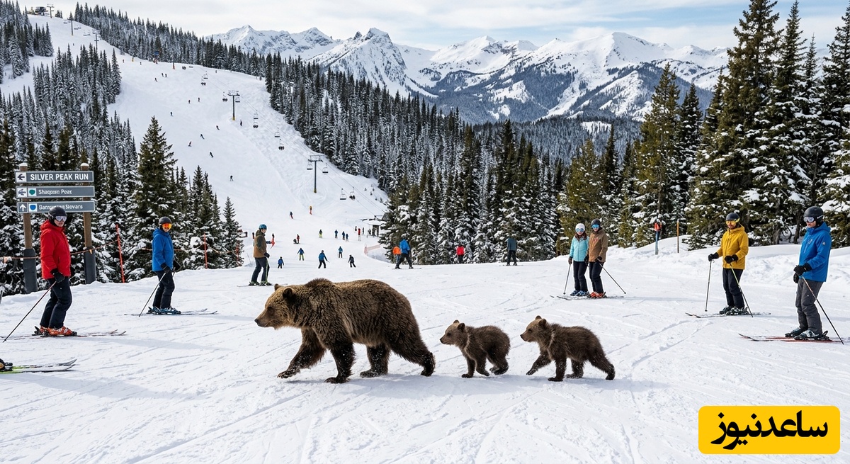 (ویدئو) لحظاتی نفس‌گیر از حیات وحش در پیست اسکی؛ حمله خرس‌ها به سمت اسکی‌بازان