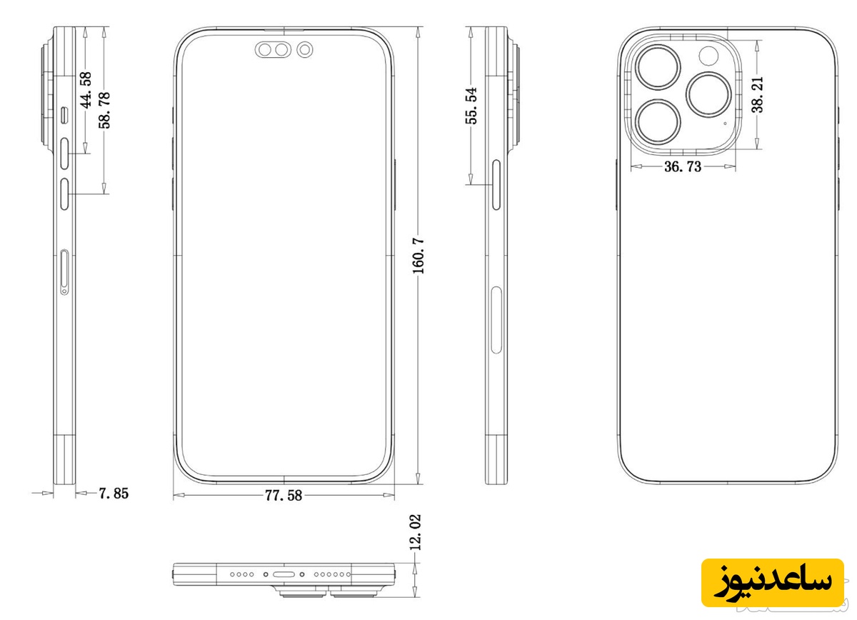  شماتیک طراحی آیفون 14 پرو