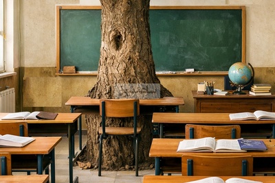 خلاقیت مدیر مدرسه علوی در تبریز برای حفظ و نگهداری از درخت 50 ساله در کلاس درس رکورد گینس را ثبت کرد/ تعطیلی مدارس برای این شاگرد درسخوان هیچ معنایی ندارد+عکس