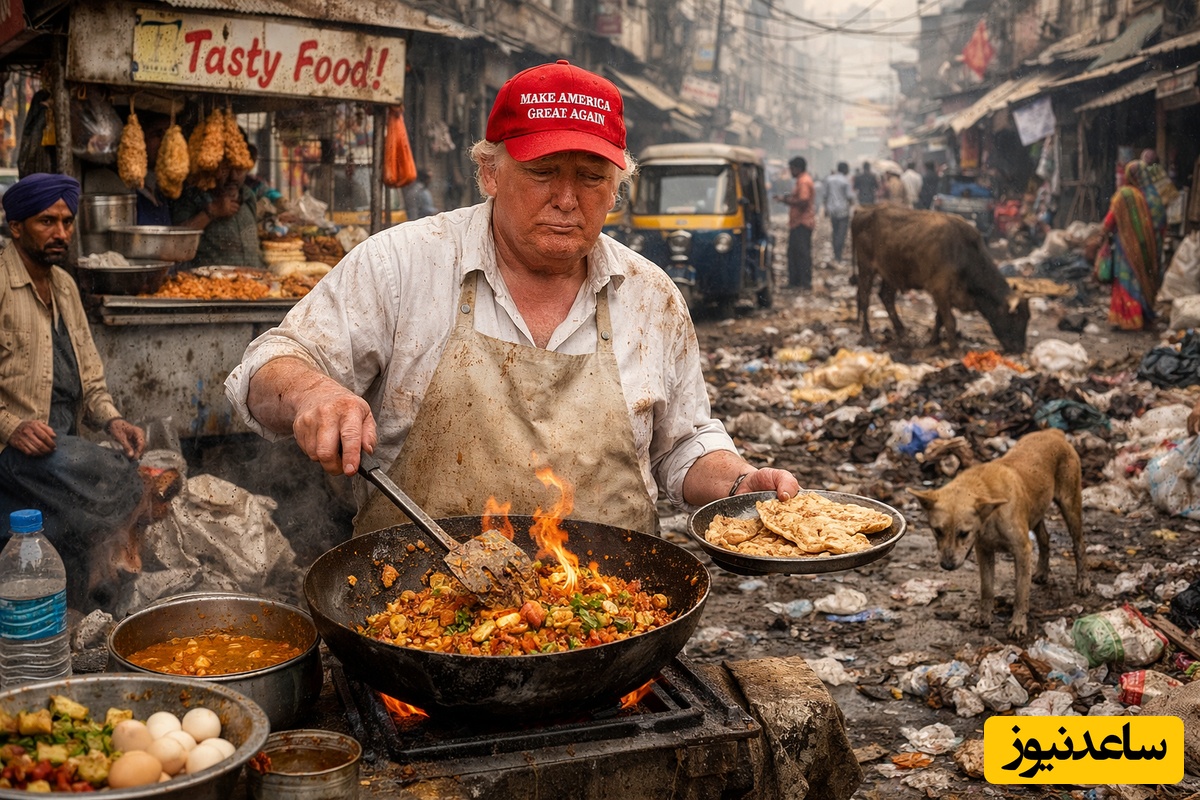 فیلم لو رفته از ترامپ در حال فروختن غذا در کثیف‌‎ترین خیابان هند / از کجا به کجا رسید