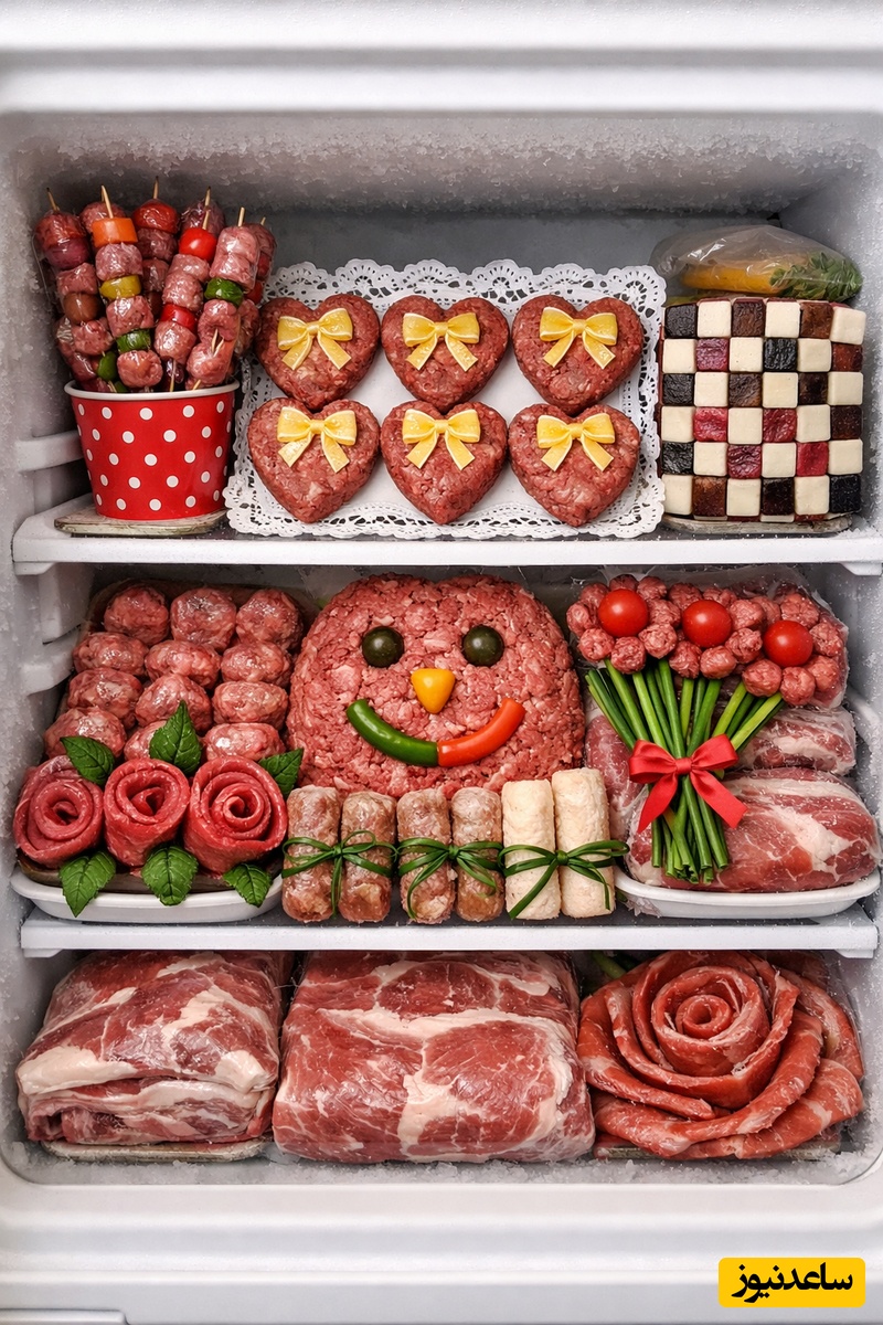 خلاقیت خنده دار عروس تبریزی برای خودشیرینی پیش خانواده شوهر با تزئین گوشت چرخ کرده فریزر/ برای همینه که میگن هنر نزد ایرانیان است +عکس