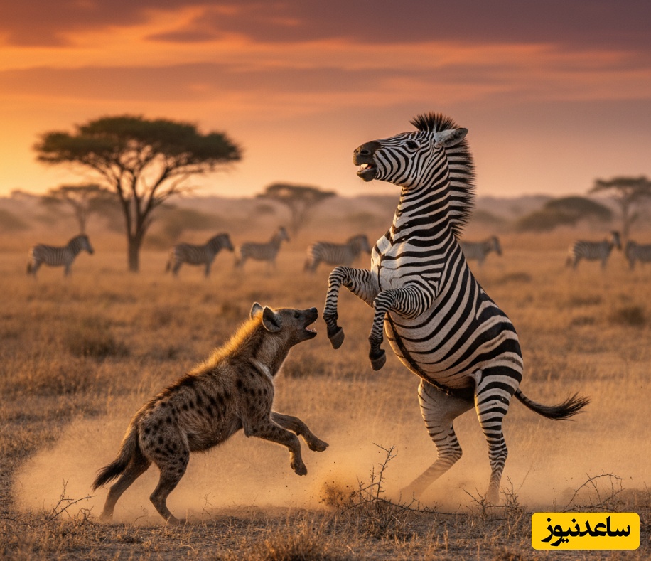 (ویدئو) دوئل مرگ و زندگی در حیات‌وحش سافاری آفریقا؛ گورخر در برابر کفتار، چه کسی زنده می‌ماند؟!