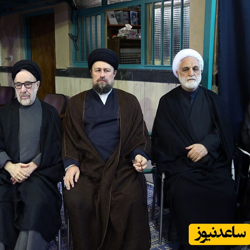 غلامحسین محسنی اژه ای در کنار سیدحسن خمینی و محمد خاتمی