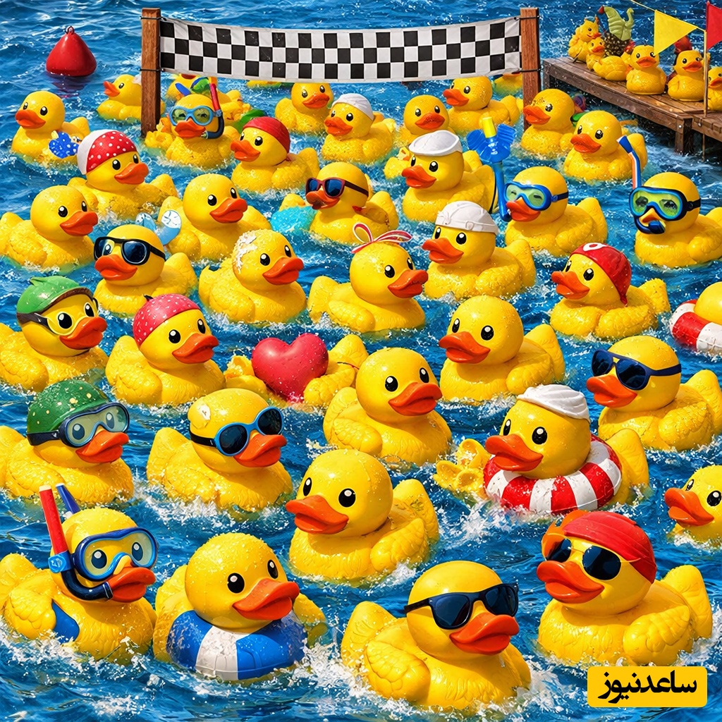 خطای دید/ فقط افرادی با ضریب هوشی انیشتینی می‌توانند "قلب" را میان "مسابقه‌ی شنای اردک‌ها" در عرض 3 ثانیه پیدا کنند