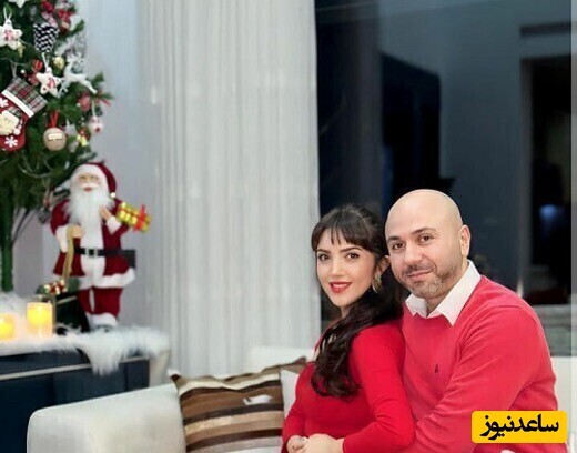 عکس | سلفی عایشهگل جوشکون با هنرمند معروف ایرانی و تزئینات کریسمی در کنار همسرش