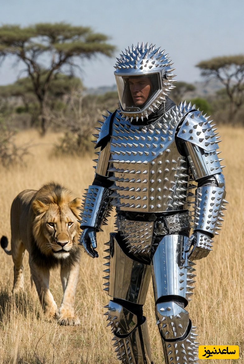 (ویدئو) با پوشیدن این لباس شما هم میتوانید به شیرها غذا بدهید! تصویرسازی خلاقانه از حیات وحش