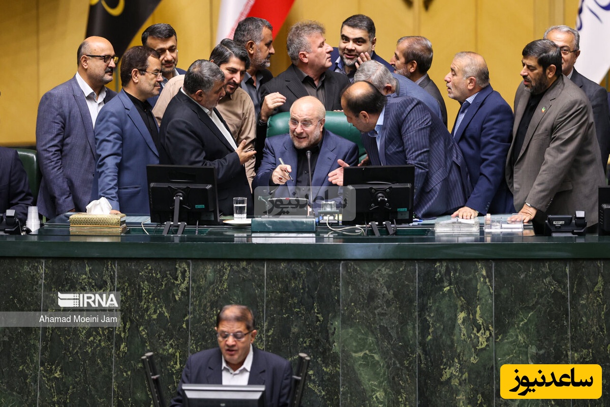 (ویدیو)‌ جدل با قالیباف در مجلس بالا گرفت/ همه نمایندگان جمع شدند دور قالیباف...