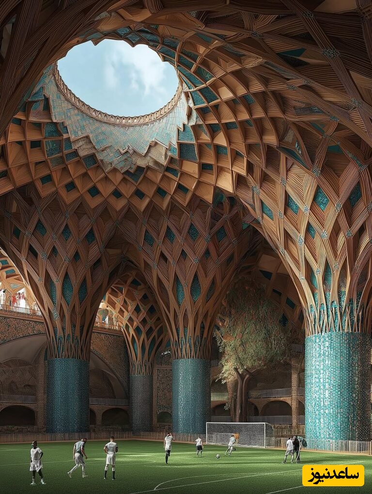 نگاهی خیره‌کننده به طراحی استادیوم با هنر معماری ایرانی و کاشی کاری باشکوه و اصیل که چشم هر ببیننده ای را مذوب خود می کند + عکس