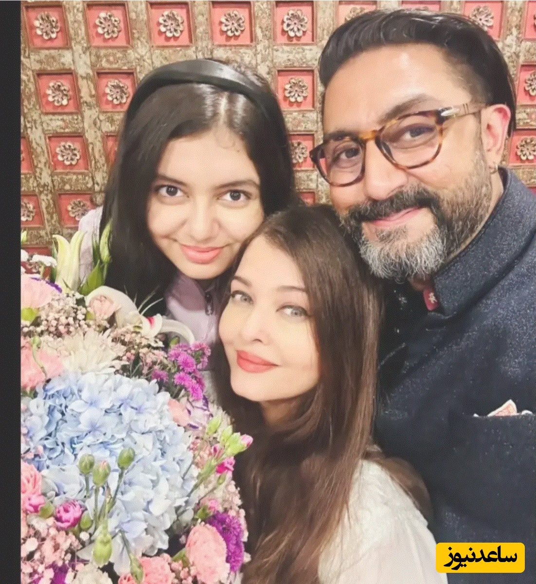 آیشواریا در کنار خانواده اش