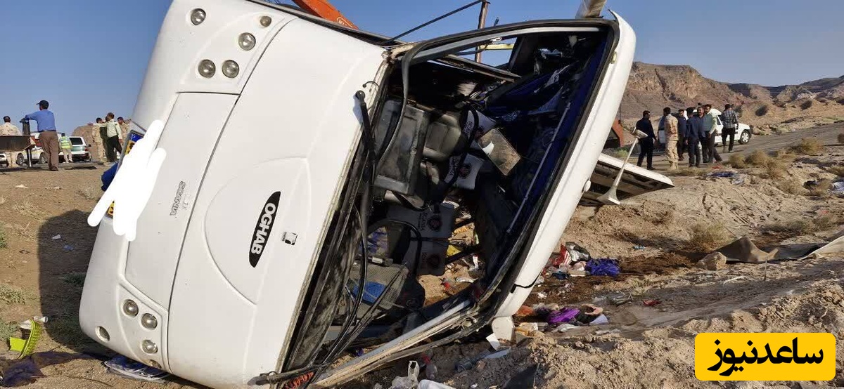 (عکس) تصادف اتوبوس ادامه دارد.../ واژگونی اتوبوس در جاده اهواز سه مصدوم برجای گذاشت