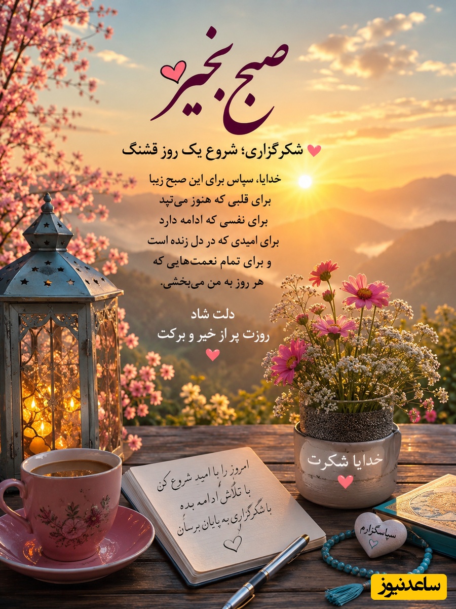 شکرگزاری صبحگاهی/ خدایا قلبم را آن‌قدر سرشار از شکر کن که در میان تمام نداشته‌هایم، داشته‌هایت را فراموش نکنم / شکرگزاری امروز 26 خرداد 1405 + ویدئو